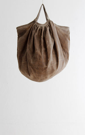 LARGE BAG IN BEESWAXED LINEN WITH SHORT HANDLES