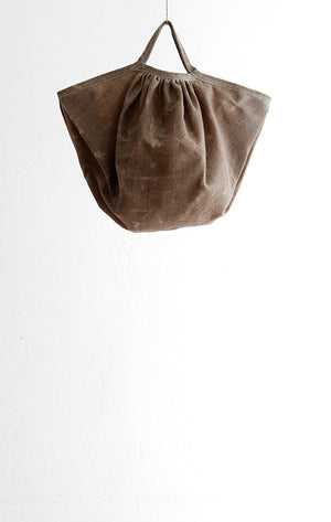 SMALL BAG IN BEESWAXED LINEN WITH SHORT HANDLES